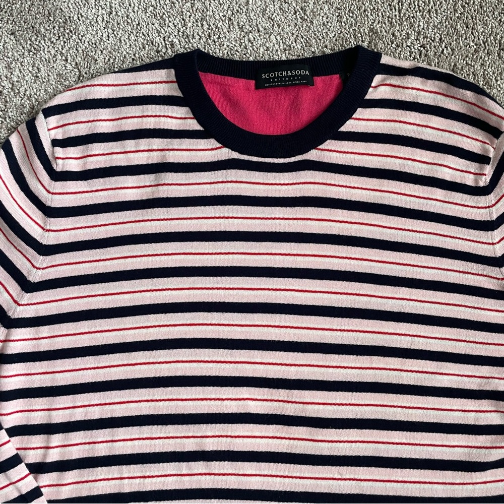 Scotch &Soda Cotton Wool Blend Striped knitted Sweater Pullover XXL BlackPink - Picture 2 of 16